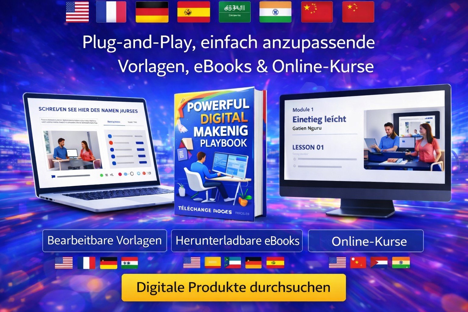Multilingual Online Course Website Template (German Edition) – Inhalte auf Deutsch
