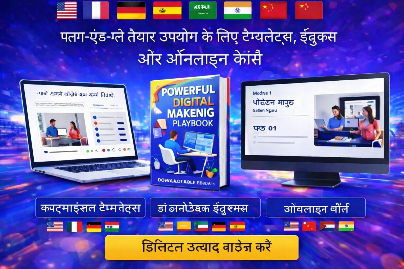 बहुभाषी ऑनलाइन कोर्स वेबसाइट टेम्पलेट (हिंदी संस्करण) – सामग्री हिंदी में